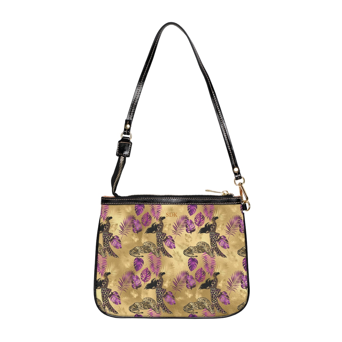Vault Exclusive: Wild Majesty | Royal Purple and Gold Leopard Small Shoulder Bag | Bold Statement for Confident Fashionistas