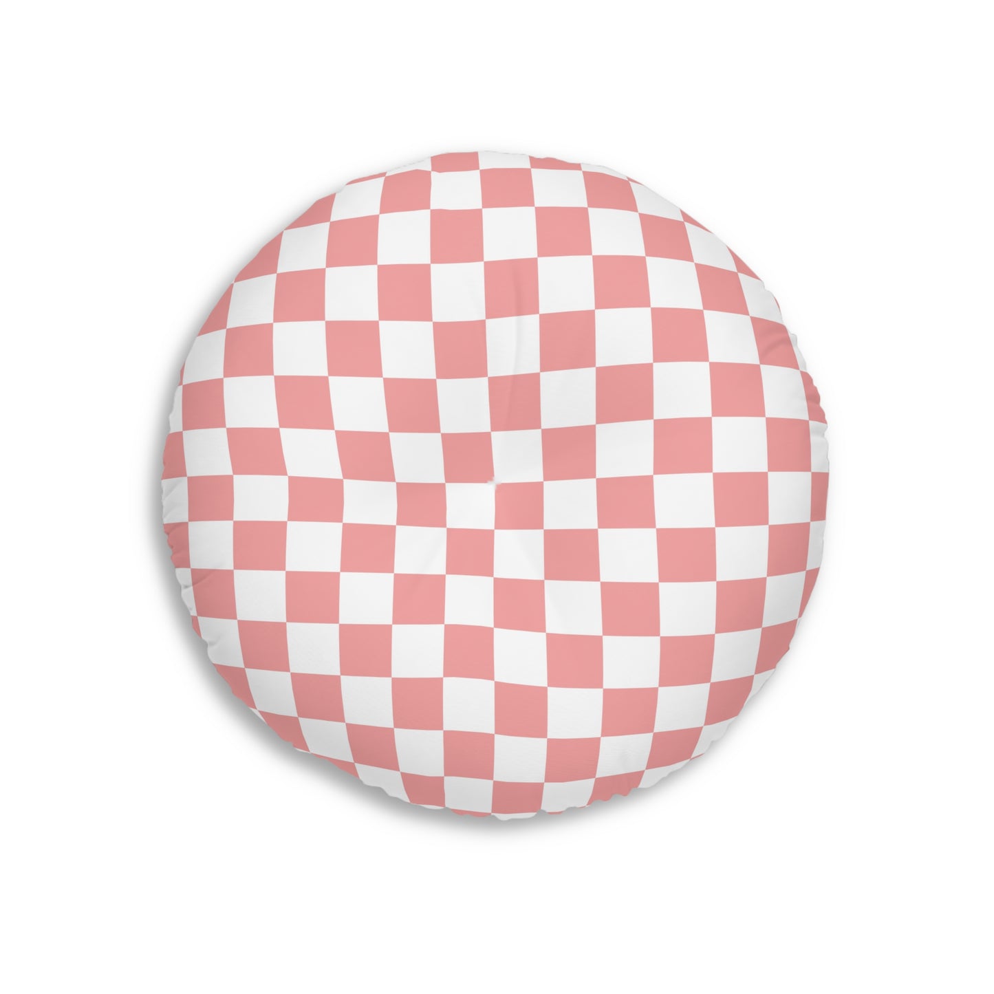 Blush Checkered Round Tufted Floor Pillow | Playful Vintage Style Meets Plush Comfort