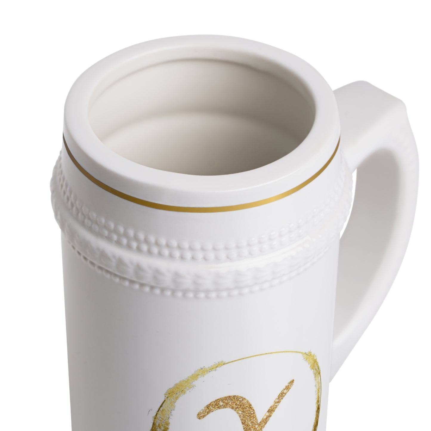 Letter X - Personalized Beer Stein Mug – Custom Initial Ceramic Stein with Gold Accents | Perfect Gift for Beer Lovers