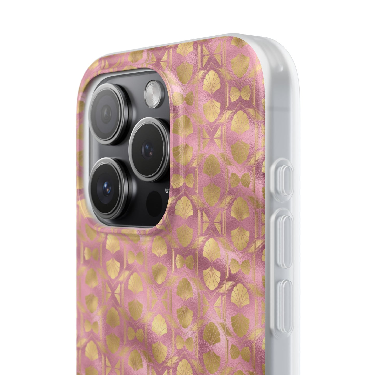 Collector's Vault: Blush Horizon | Soft, Pastel Pink & Gold iPhone Case | Shock-Absorbing TPU Protective Cover, Slim & Wireless Charging Compatible, All iPhone Sizes