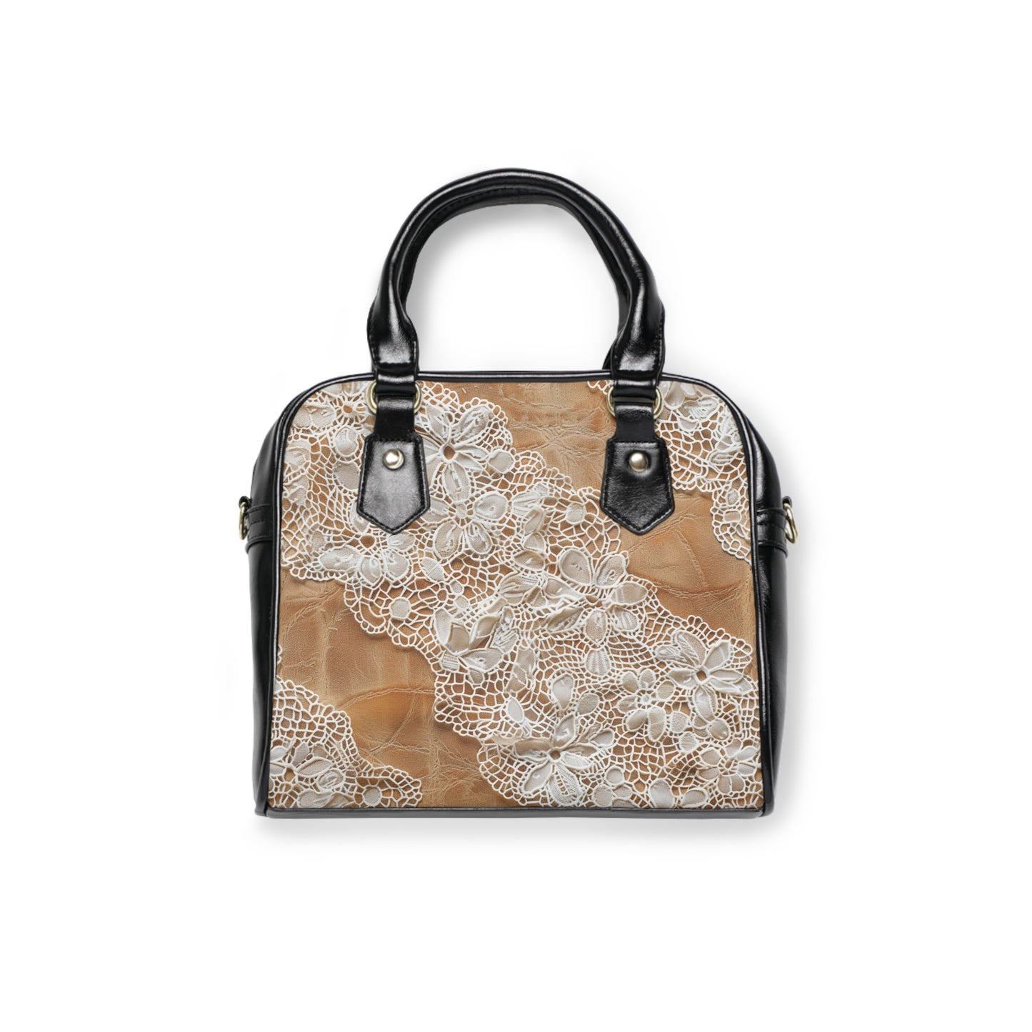 Core Collection: Demure Elegance | Soft Lace & Beige Smooth Faux Leather Handbag | Understated Luxury for Graceful Women