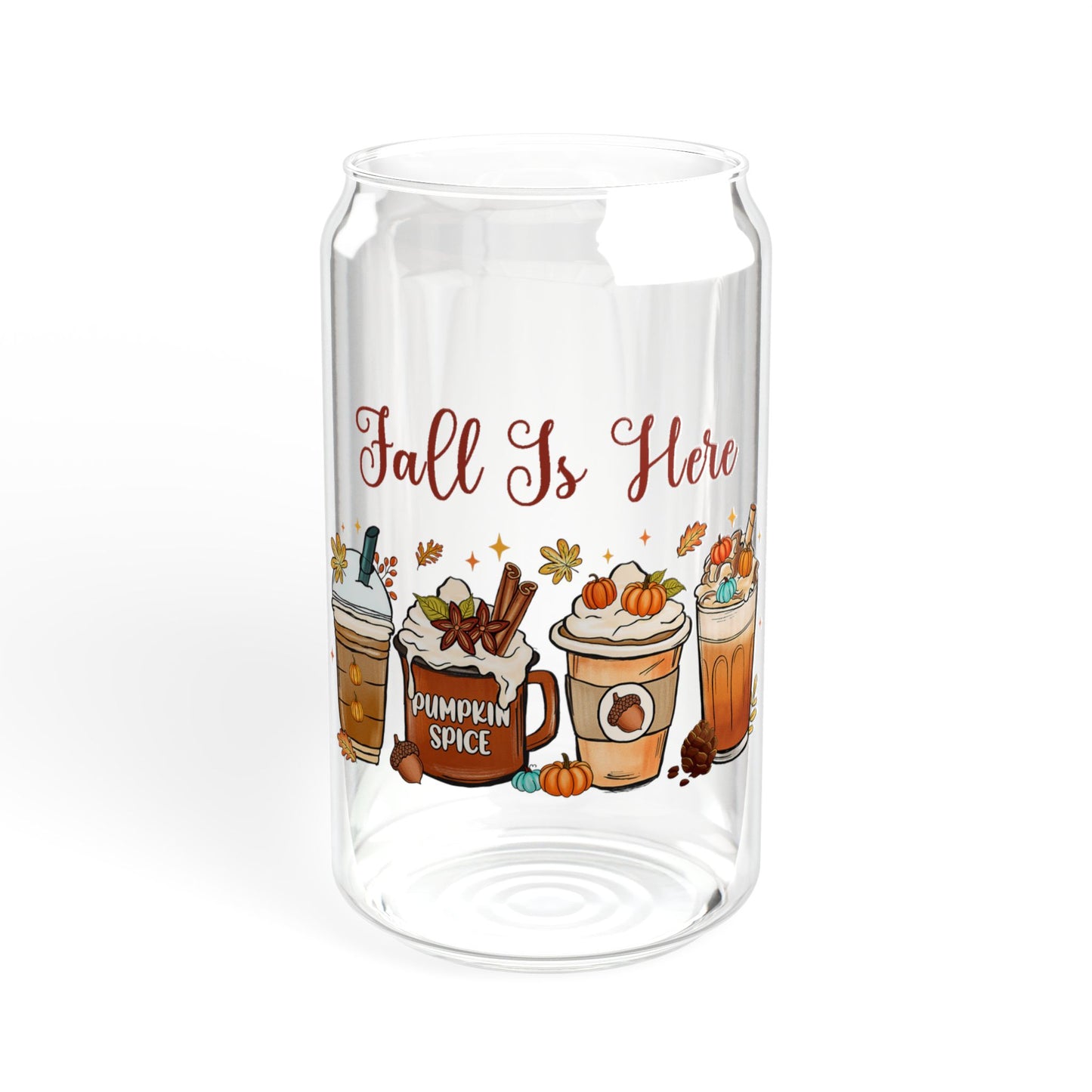 'Fall Is Here' | 16oz Custom Sipper Glass with Bamboo Lid & Straw – Perfect for Sweet Treats and Family Parties