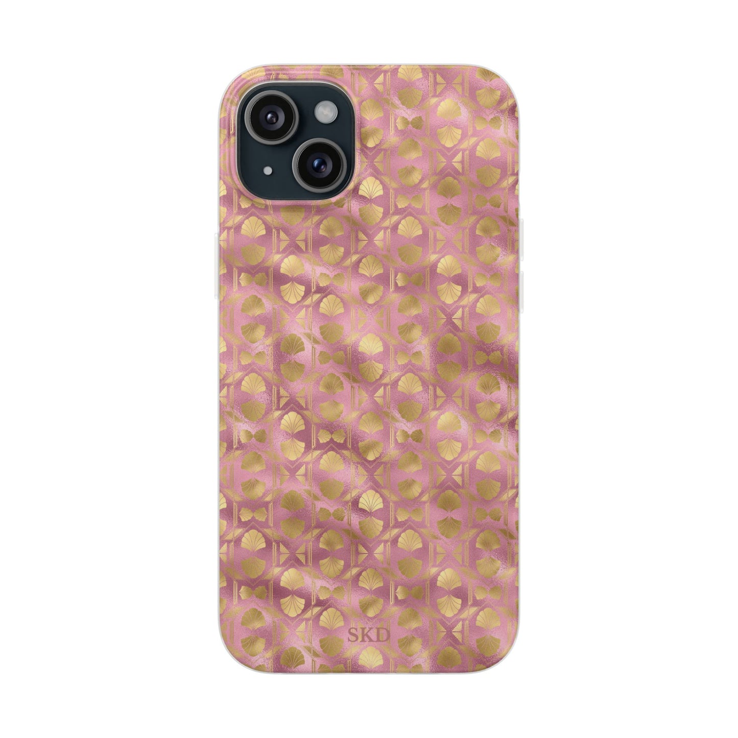 Collector's Vault: Blush Horizon | Soft, Pastel Pink & Gold iPhone Case | Shock-Absorbing TPU Protective Cover, Slim & Wireless Charging Compatible, All iPhone Sizes