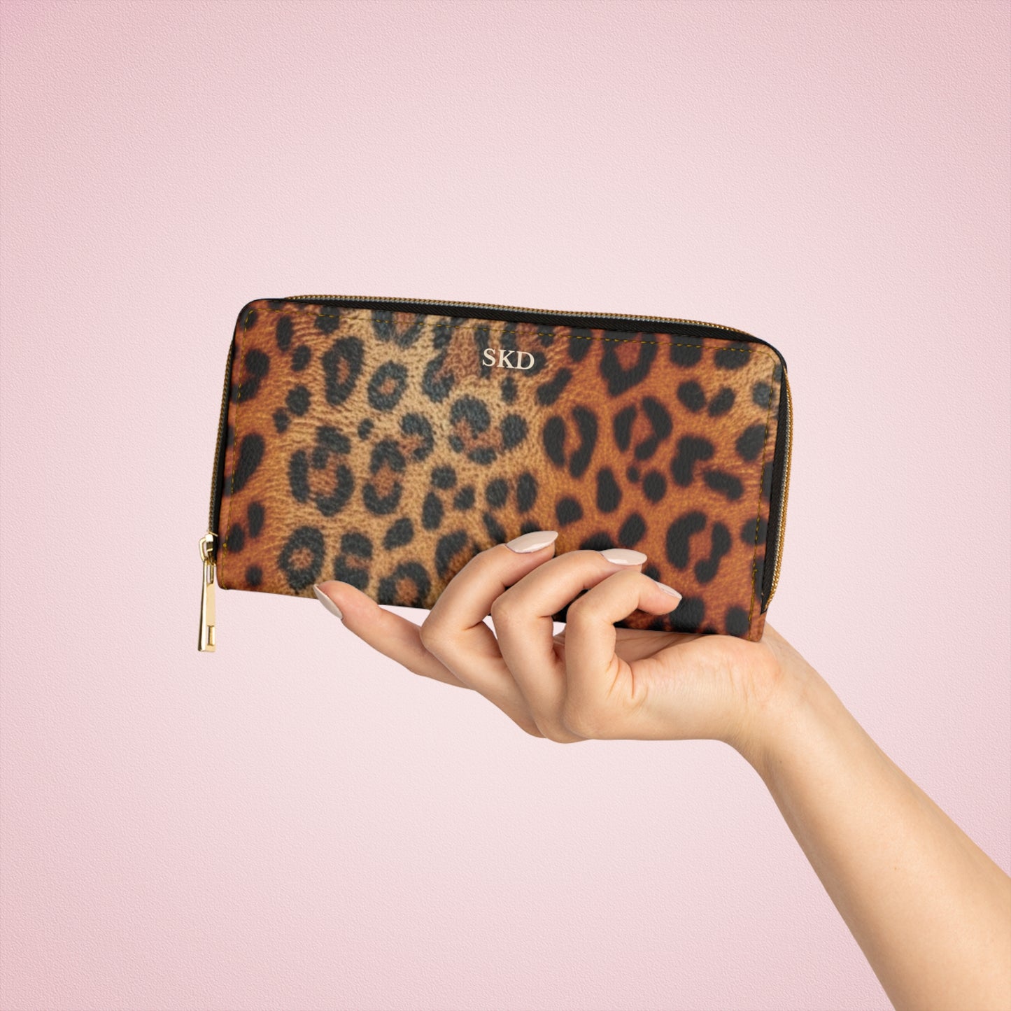 Core Collection: Elysian Safari | Leopard Faux Leather Zipper Wallet | Gilded Edge for the Modern Muse