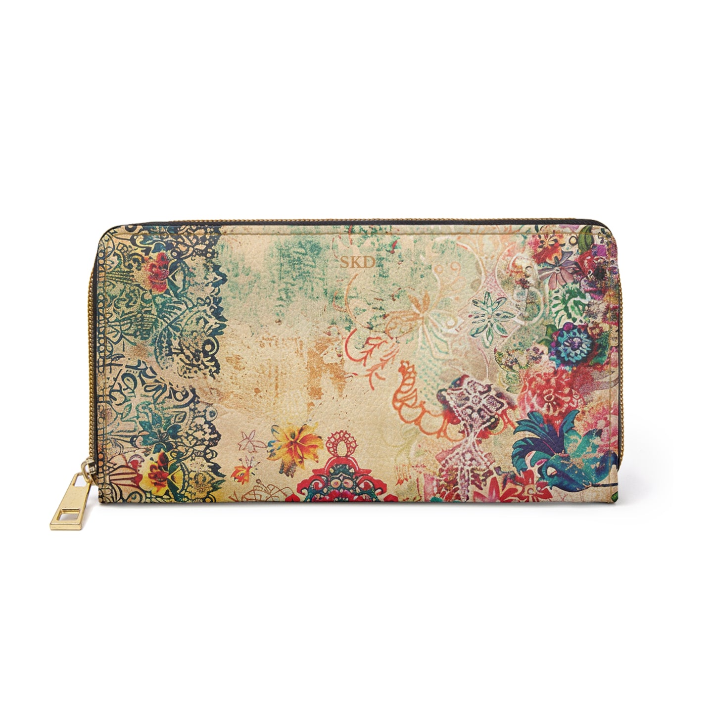 LIMITED EDITION: Timeless Tapestry | Antique Cream Floral Embroidered Zipper Wallet | Delicate Garden Luxury for Year-Round Style