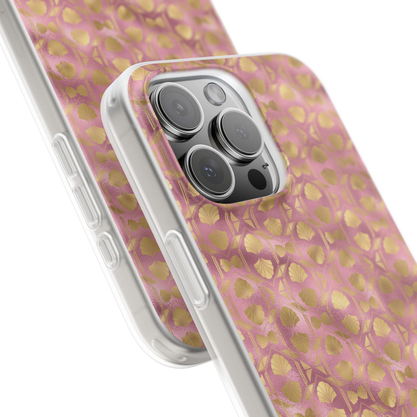 Collector's Vault: Blush Horizon | Soft, Pastel Pink & Gold iPhone Case | Shock-Absorbing TPU Protective Cover, Slim & Wireless Charging Compatible, All iPhone Sizes