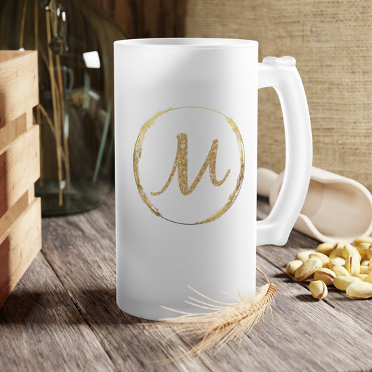 Letter M - Personalized 16oz Frosted Glass Mug – Stylish, Microwave & Dishwasher Safe Drinkware