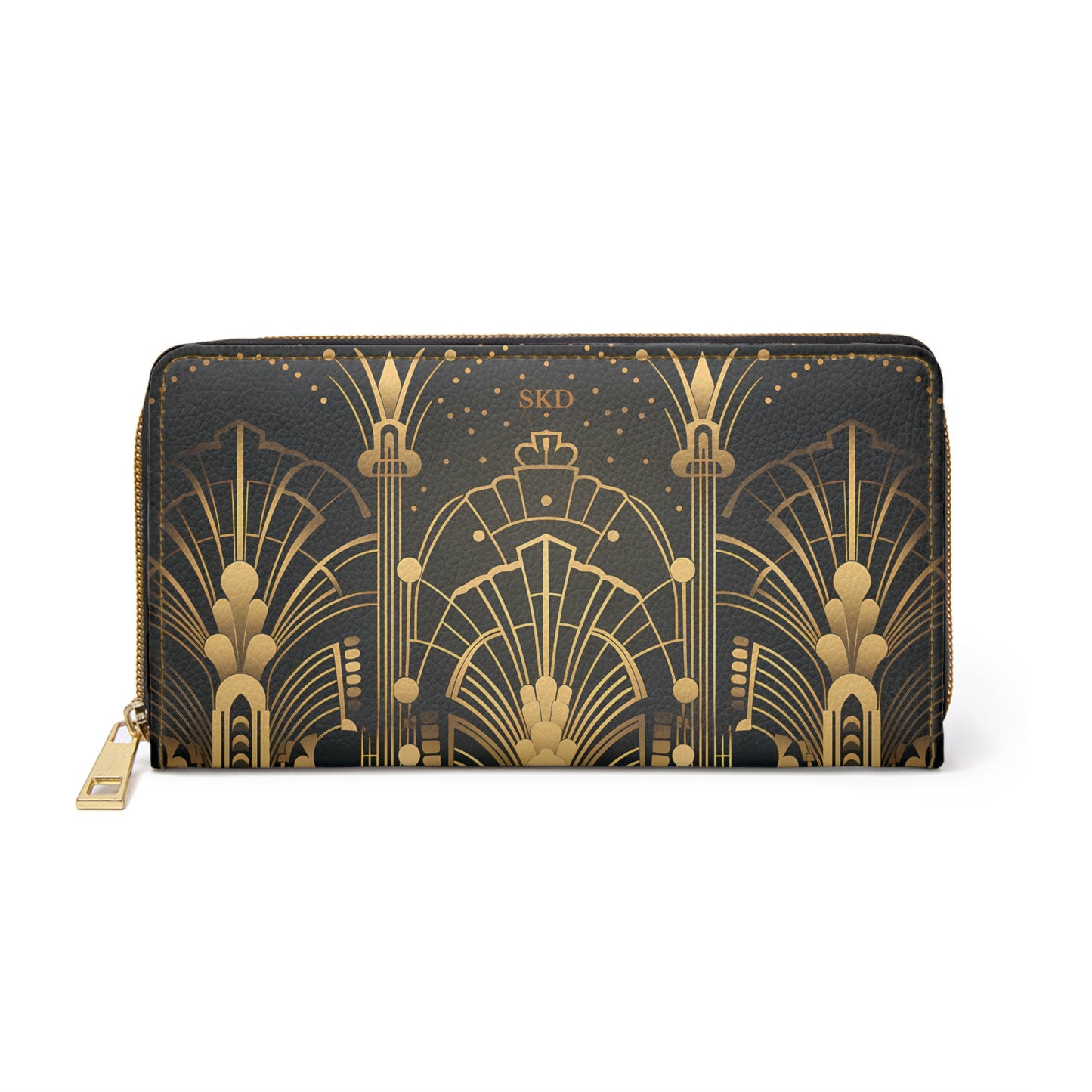LIMITED EDITION: Gatsby Opulence | Black & Gold Art Deco Zipper Wallet | Jazz Age Glamour for Modern Sophistication