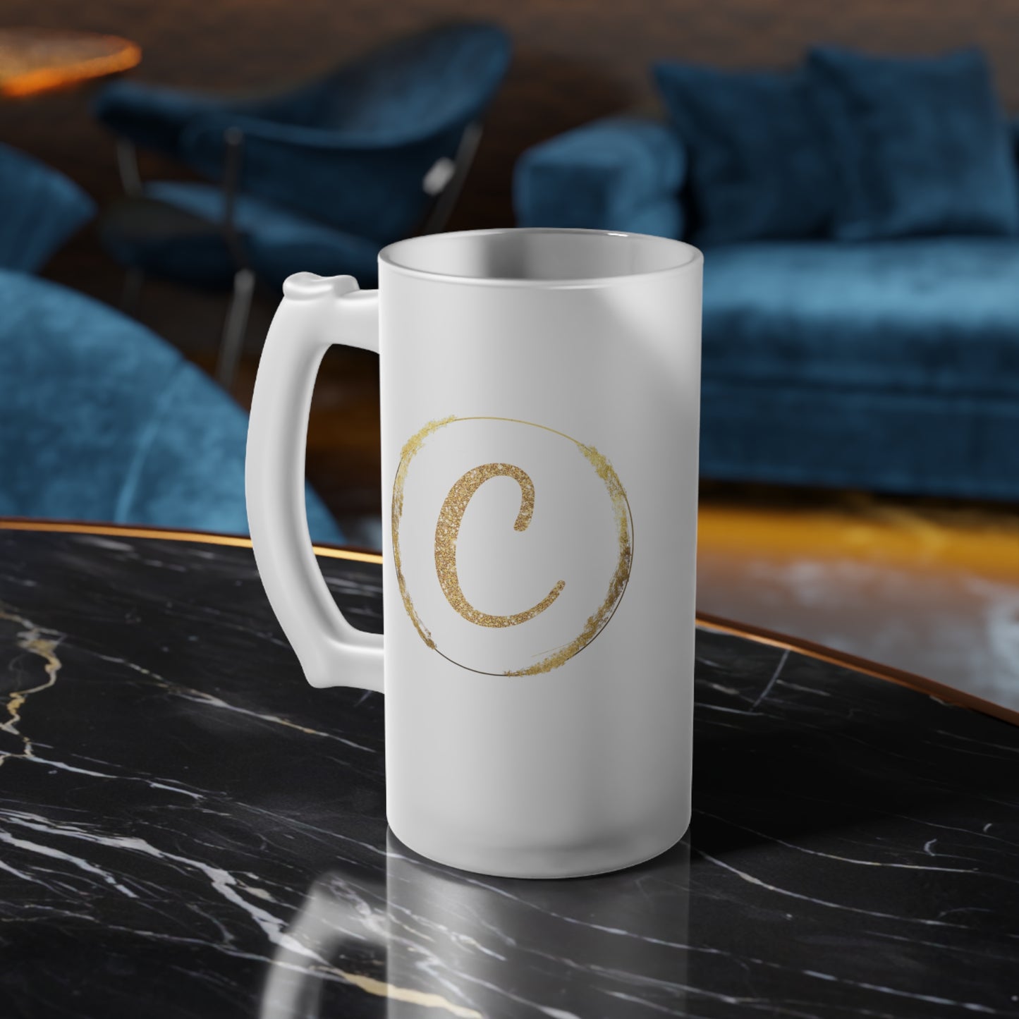 Letter C - Personalized 16oz Frosted Glass Mug – Stylish, Microwave & Dishwasher Safe Drinkware