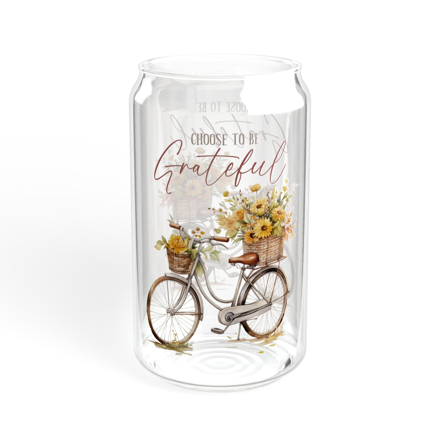 'Choose To Be Grateful' | 16oz Custom Sipper Glass with Bamboo Lid & Straw – Perfect for Sweet Treats and Family Parties