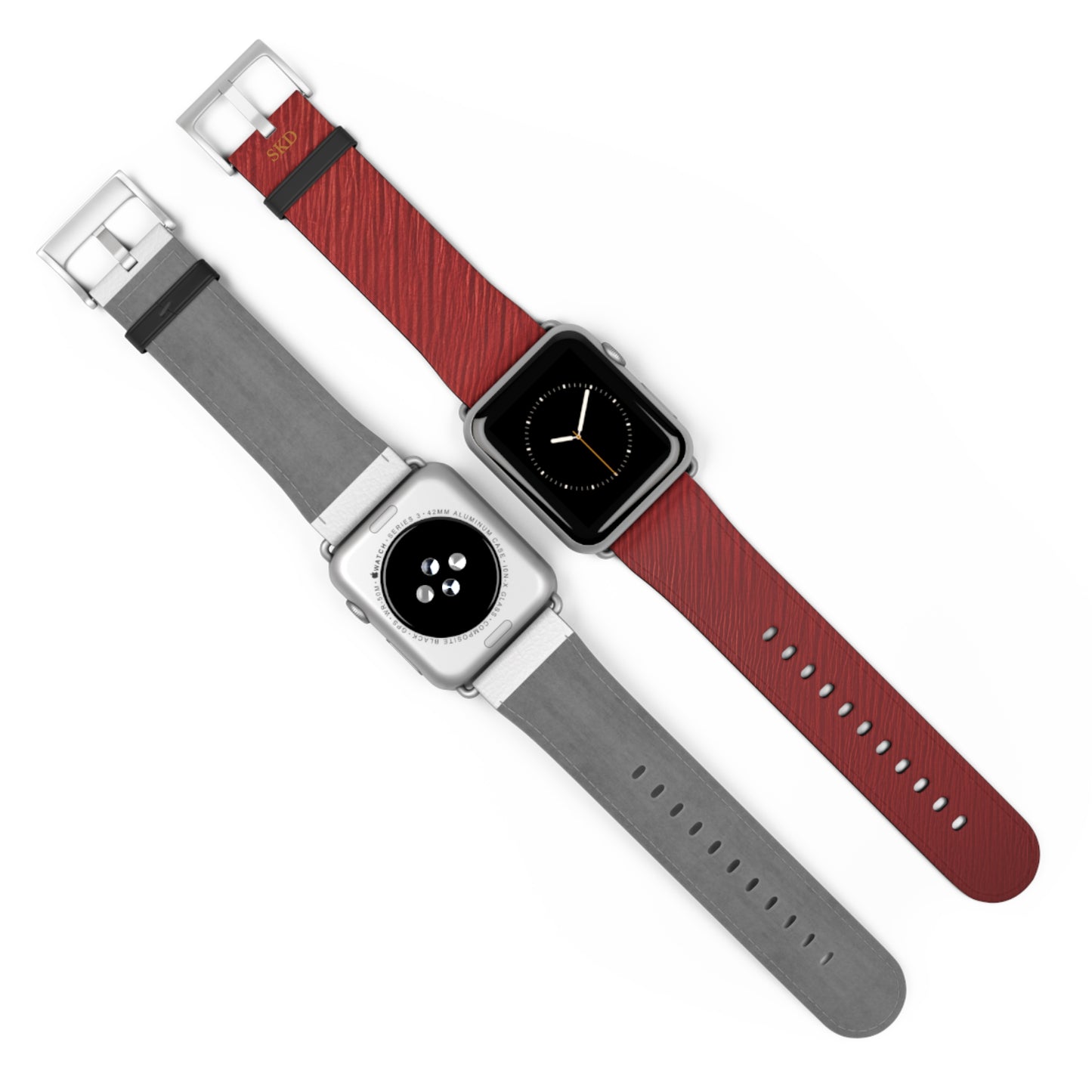 Crimson Reverie | RoHS, REACH & Intertek Certified Dark Red Luxe Apple Watch Strap | Designer Faux Leather, Stainless Steel, All Series Compatible