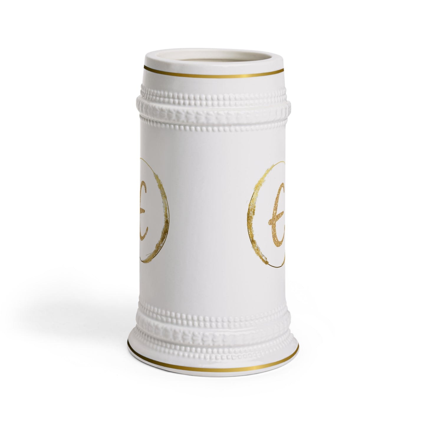 Letter E - Personalized Beer Stein Mug – Custom Initial Ceramic Stein with Gold Accents | Perfect Gift for Beer Lovers