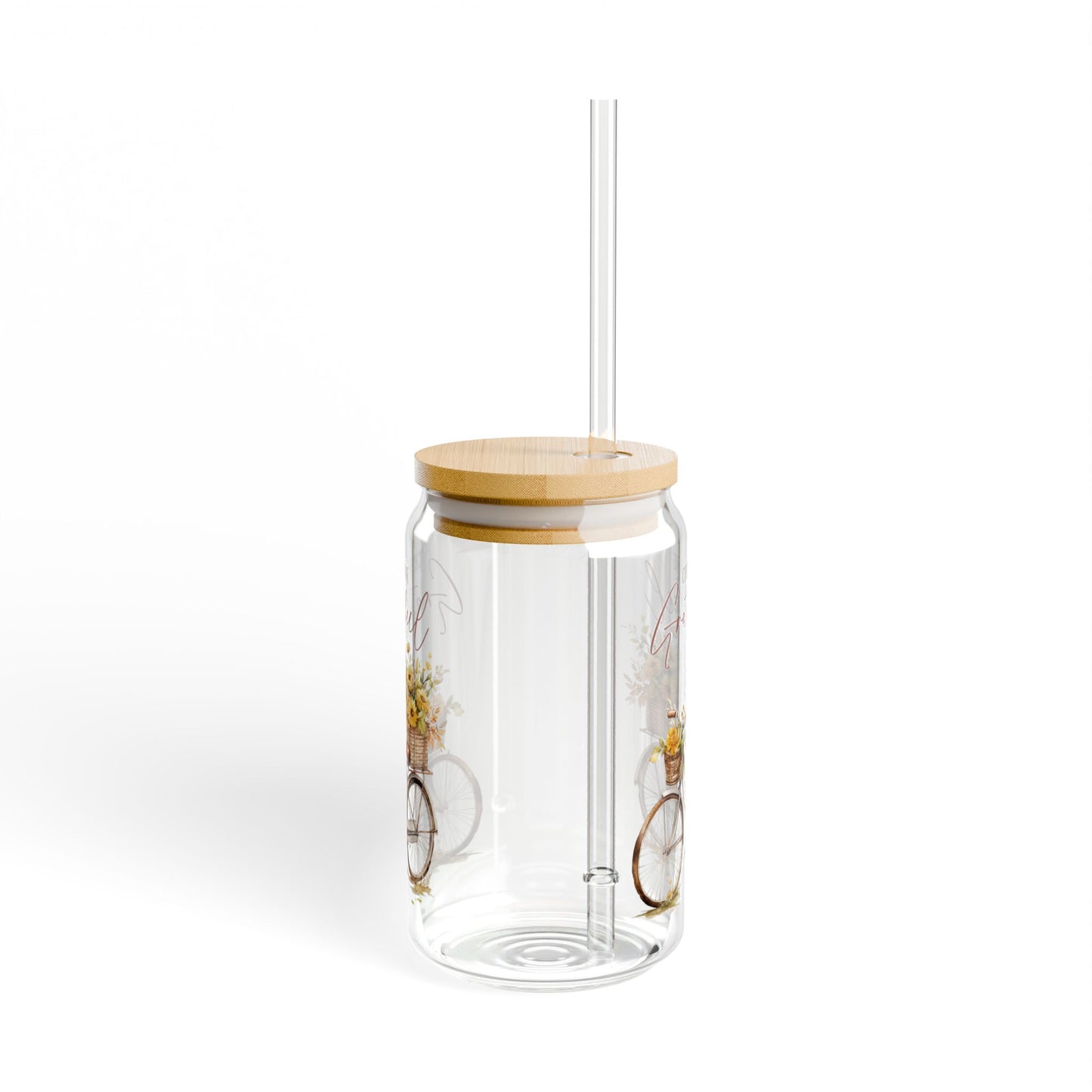 'Choose To Be Grateful' | 16oz Custom Sipper Glass with Bamboo Lid & Straw – Perfect for Sweet Treats and Family Parties
