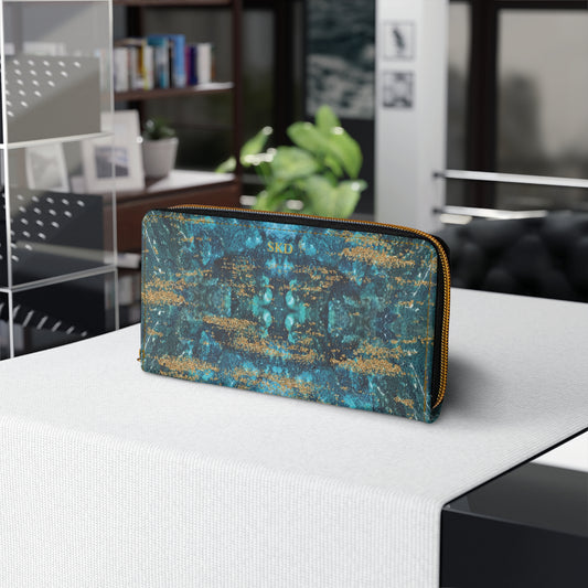 LIMITED EDITION: Celestial Reverie | Chrysocolla & Pyrite Inspired Zipper Wallet | Collector’s Vault Edition of Cleopatra’s “Wise Stone”