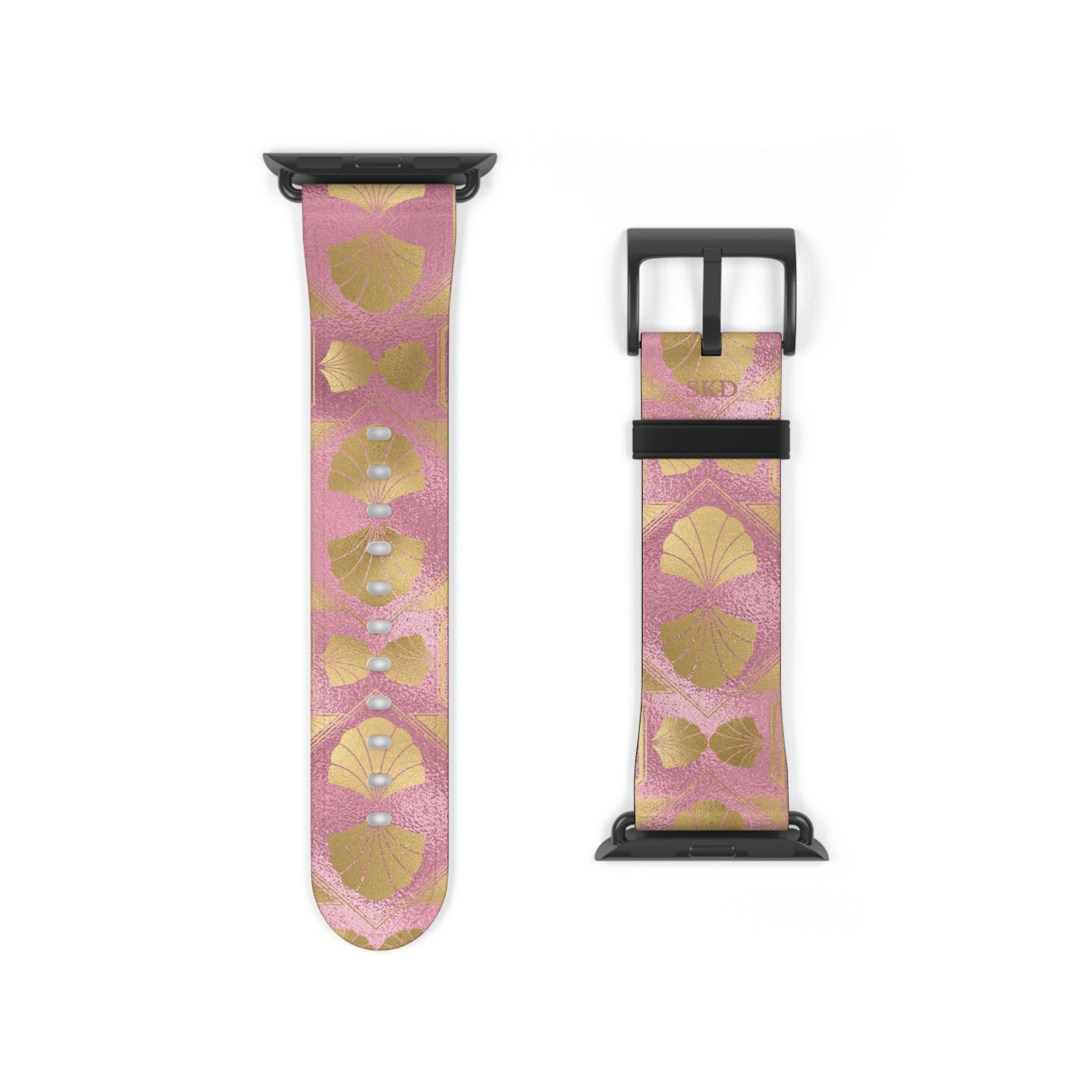Collector's Vault: Blush Horizon | Soft Pastel Pink & Gold Apple Watch Strap, RoHS, REACH & Intertek Certified | Stainless Steel, All Series Compatible