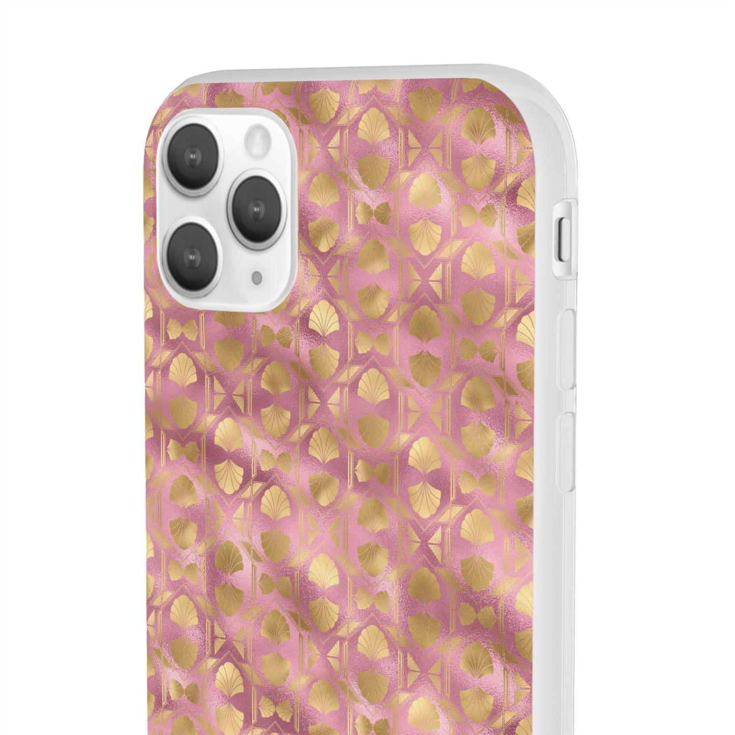 Collector's Vault: Blush Horizon | Soft, Pastel Pink & Gold iPhone Case | Shock-Absorbing TPU Protective Cover, Slim & Wireless Charging Compatible, All iPhone Sizes