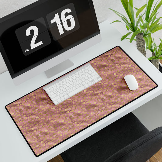 Collector's Vault: Blush Horizon | Soft Pastel Pink & Gold Computer Desk Mat | Non-Slip Rubber Base, Smooth Surface for Creative Spaces
