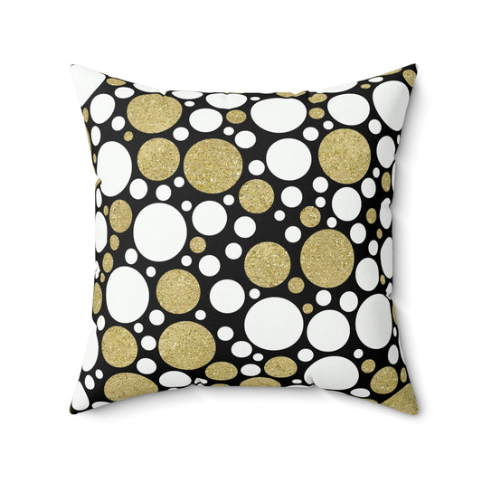 Gold Black Bubbles Custom Spun Polyester Square Pillow – Stylish Double-Sided Home Décor Accent for a Personalized Touch