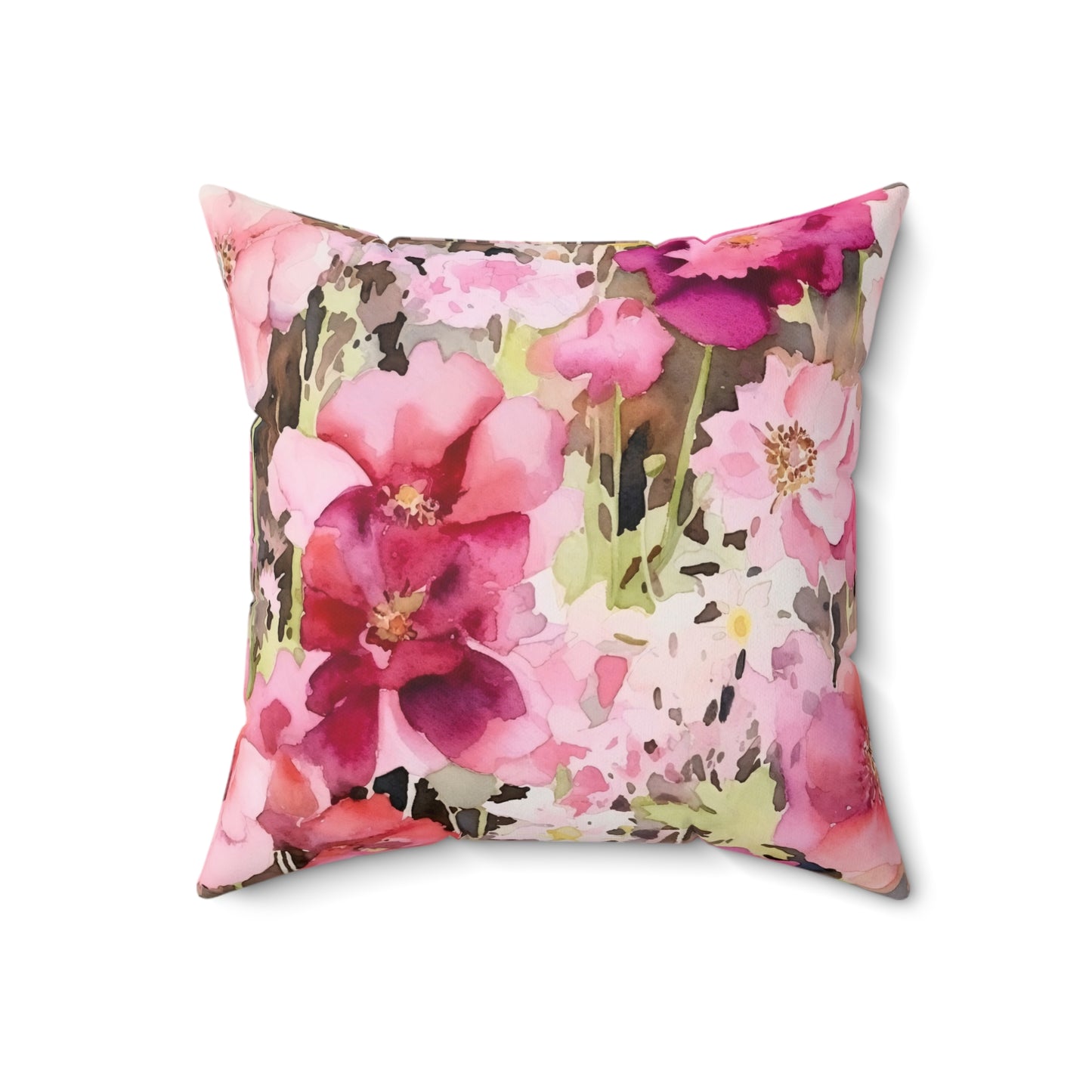 Berry Flowers Custom Spun Polyester Square Pillow – Stylish Double-Sided Home Décor Accent for a Personalized Touch