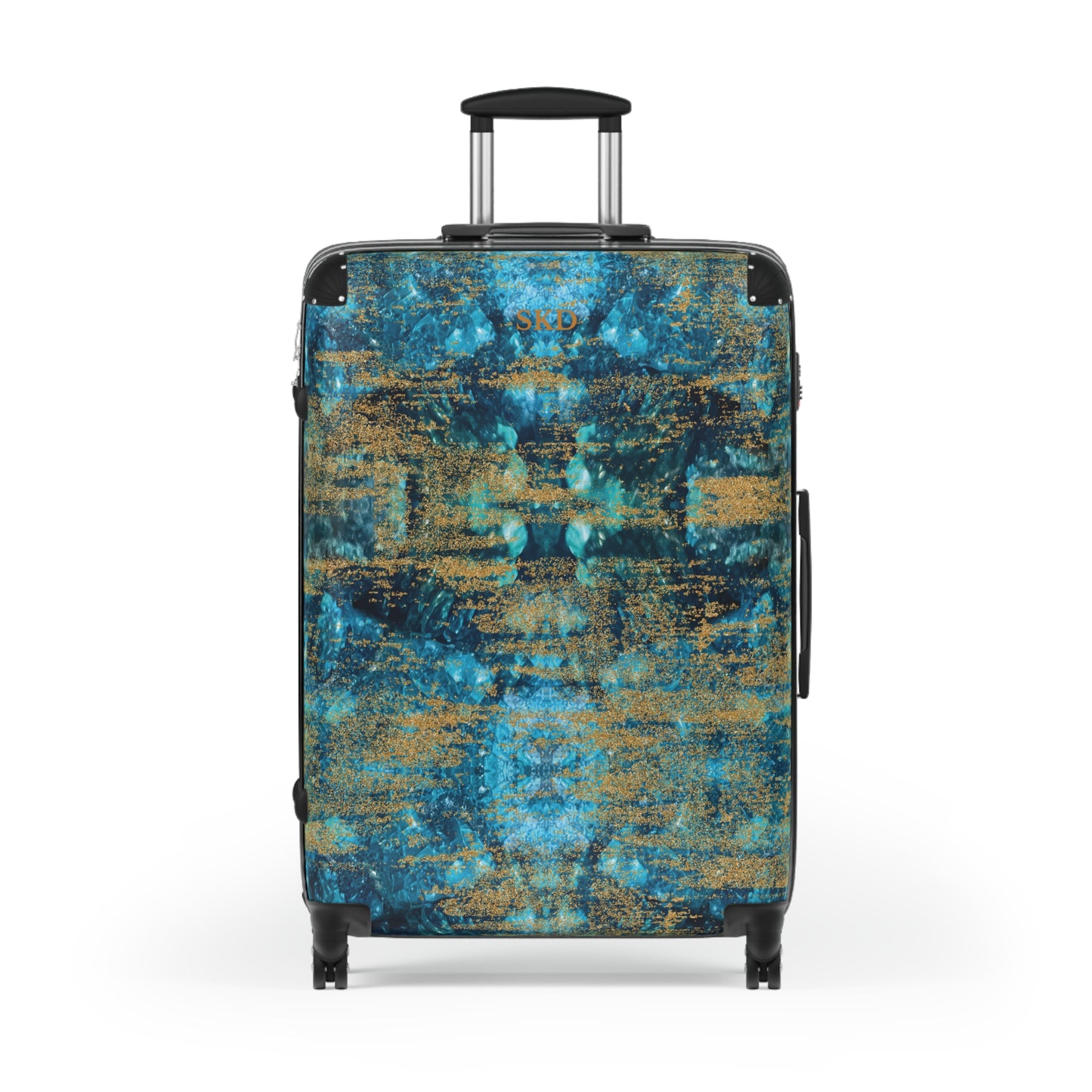 LIMITED EDITION: Celestial Reverie | Chrysocolla & Pyrite-Inspired Suitcase with Built-In Lock and Durable Protection | Lightweight Carry-On and Vacation Essential for Transformation, Abundance, & Artistic Elegance for the Visionary Collector