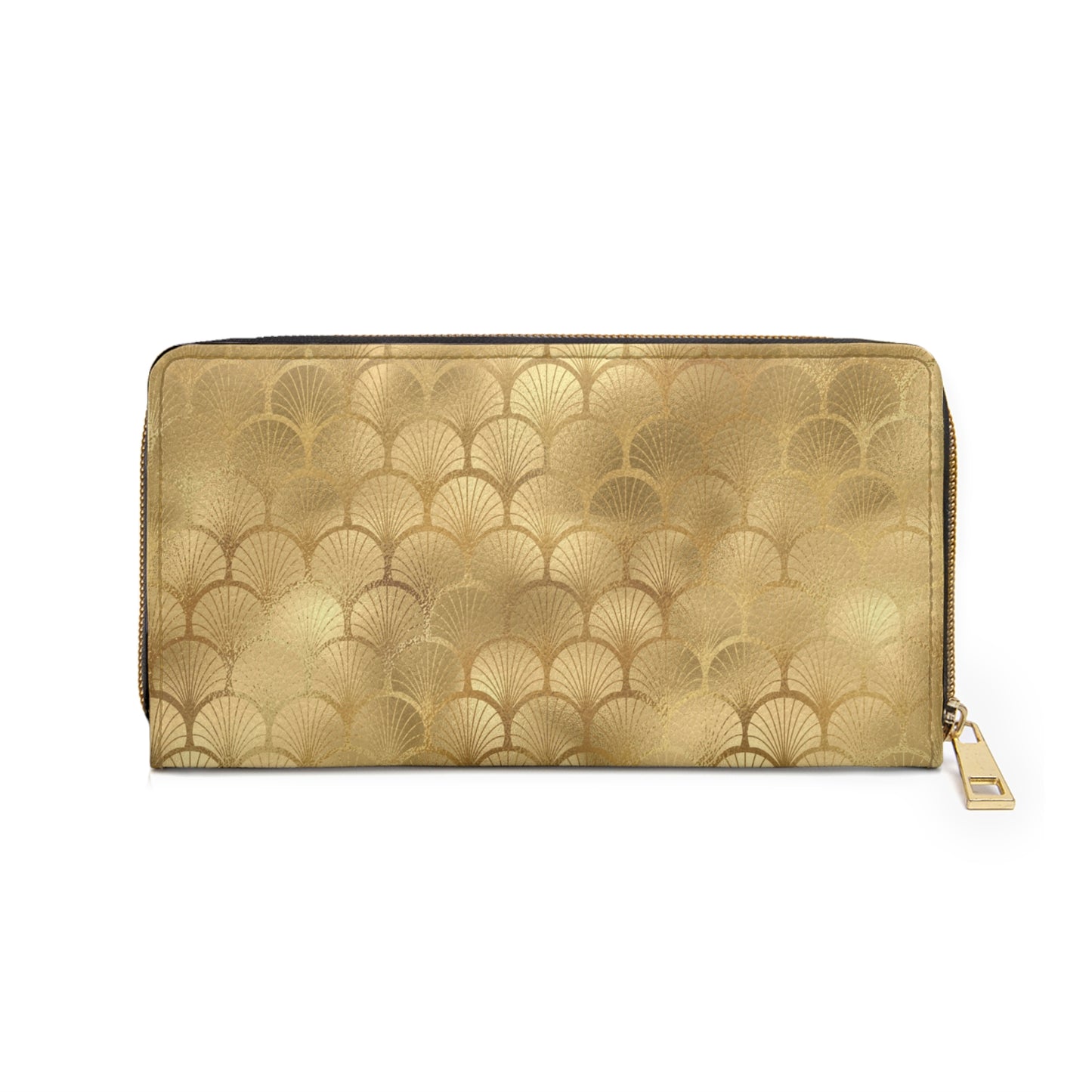 Collector's Vault: Gold Horizon | Metallic Gold Smooth Zipper Wallet | Sunlit Glamour for Every Celebration