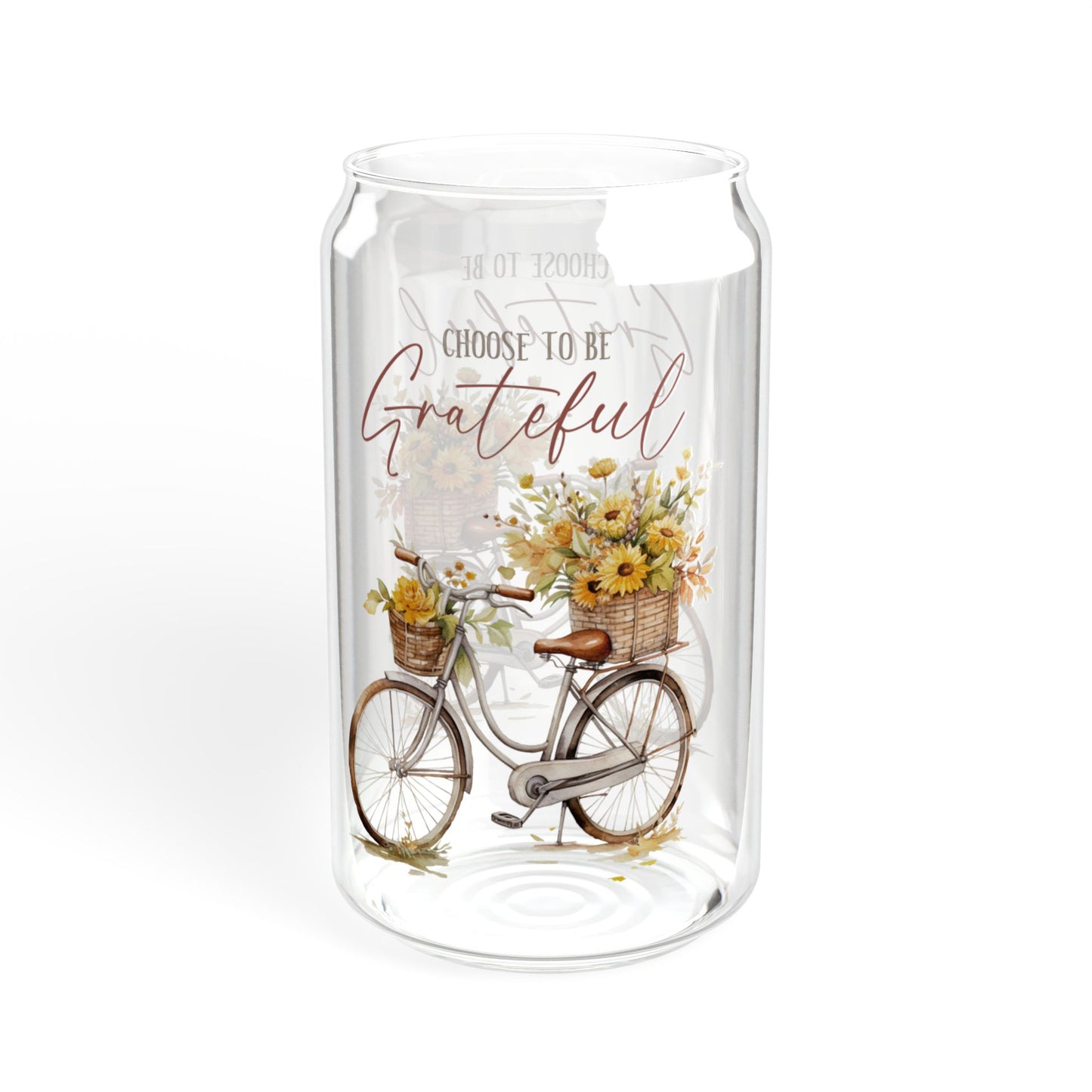 'Choose To Be Grateful' | 16oz Custom Sipper Glass with Bamboo Lid & Straw – Perfect for Sweet Treats and Family Parties