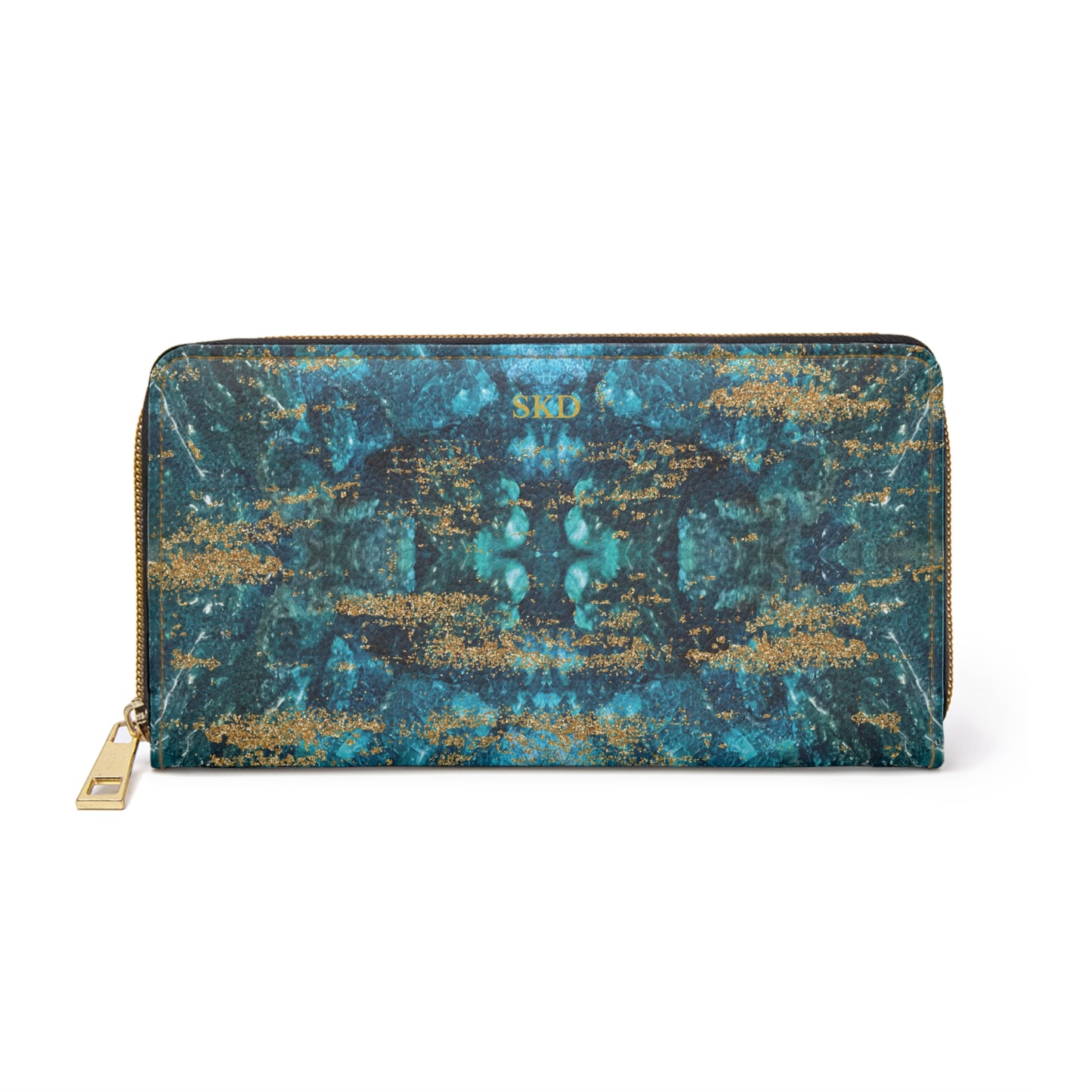 LIMITED EDITION: Celestial Reverie | Chrysocolla & Pyrite Inspired Zipper Wallet | Collector’s Vault Edition of Cleopatra’s “Wise Stone”