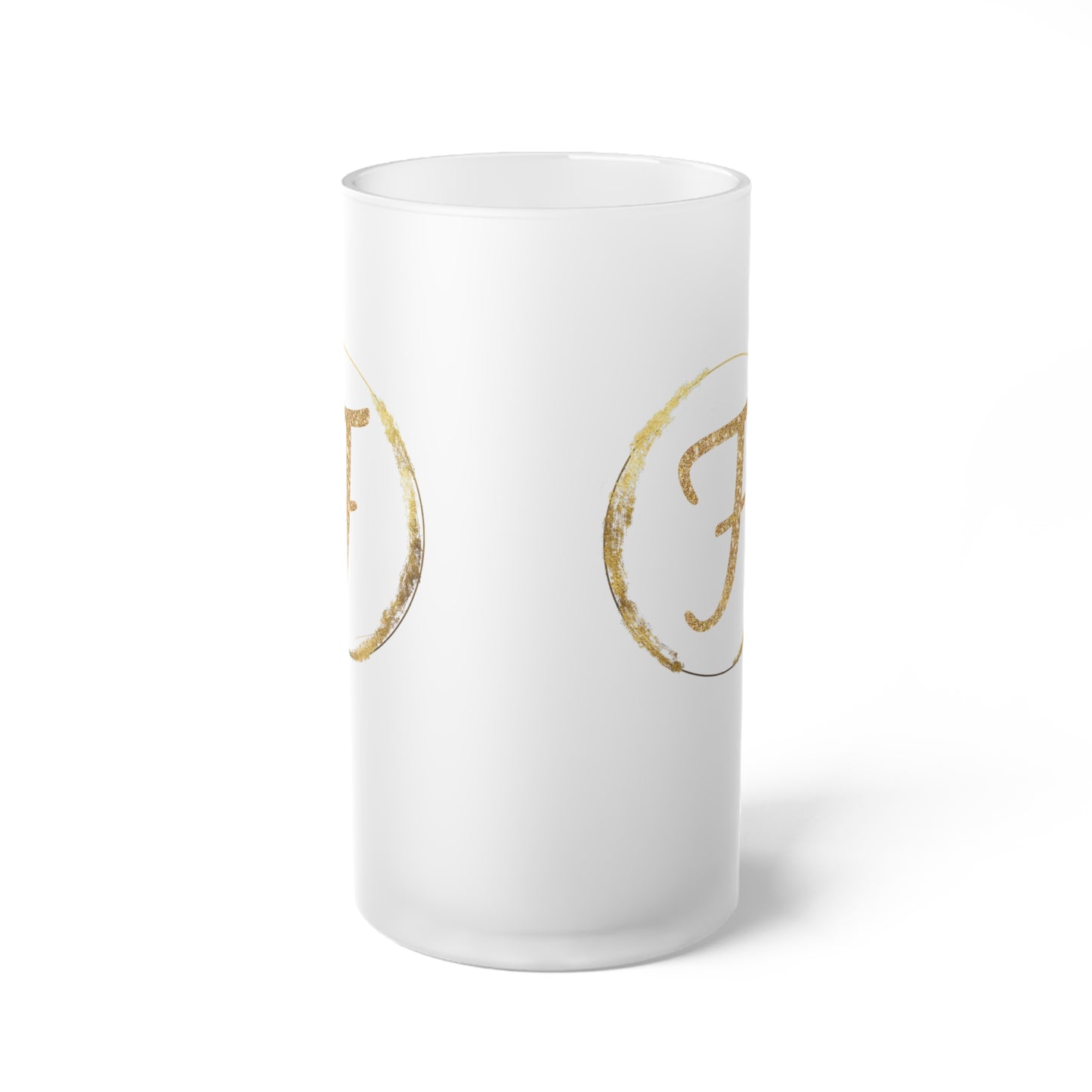 Letter F - Personalized 16oz Frosted Glass Mug – Stylish, Microwave & Dishwasher Safe Drinkware