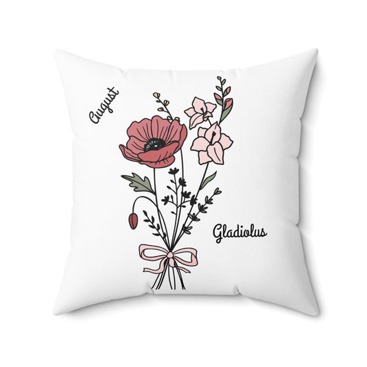 August Gladiolus Birth Flower - Custom Spun Polyester Square Pillow – Stylish Double-Sided Home Décor Accent for a Personalized Touch