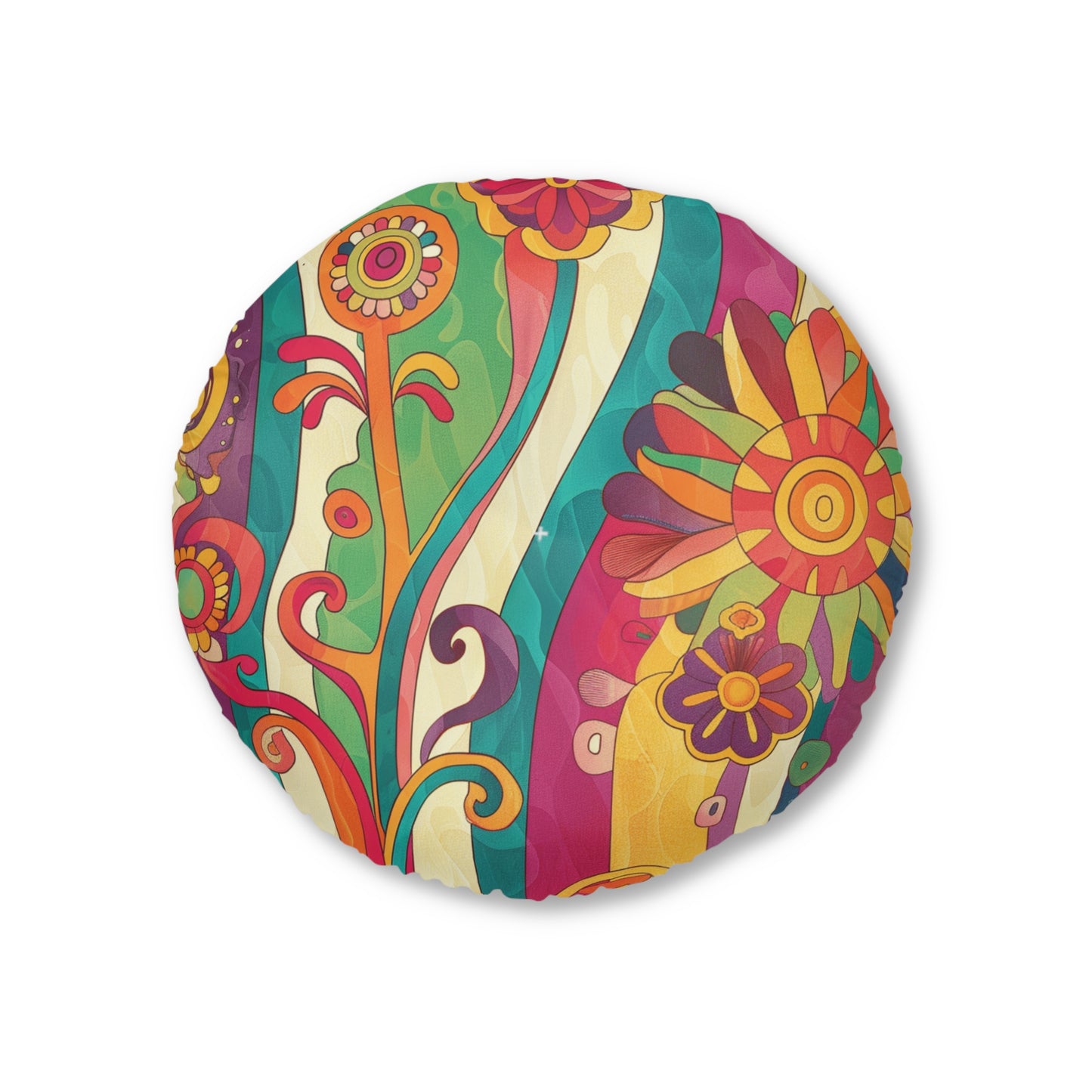 1970s-Inspired Round Tufted Floor Pillow | Vintage Glamour Meets Modern Comfort