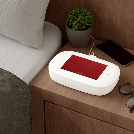 Crimson Reverie | Striking Dark Red UV Phone Sanitizer & Wireless Charging Pad | Multi-Color Design, Kills 99% of Germs, Fits Phones, Keys & Jewelry