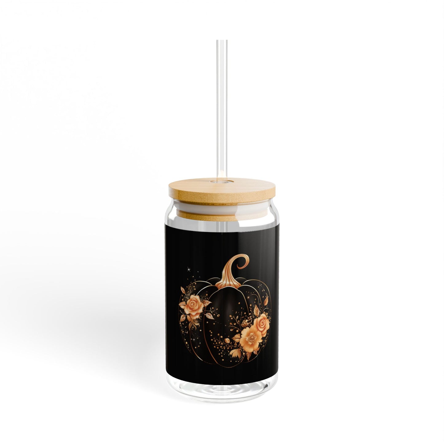 "Grateful Thankful Blessed" | 16oz Custom Sipper Glass with Bamboo Lid & Straw – Perfect for Sweet Treats and Family Parties