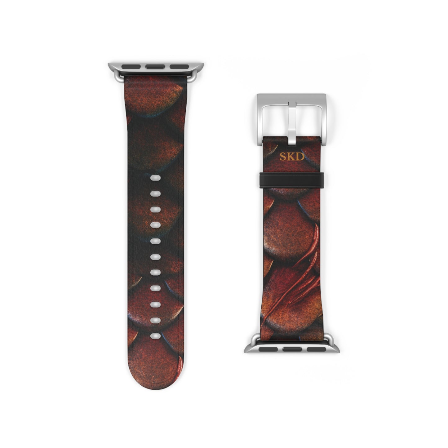 LIMITED EDITION: Enchanting Mystique | Luxurious Multi-Color Dragon Scale Apple Watch Strap, RoHS, REACH & Intertek Certified (Red Version) | Stainless Steel Buckle, All Series Compatible