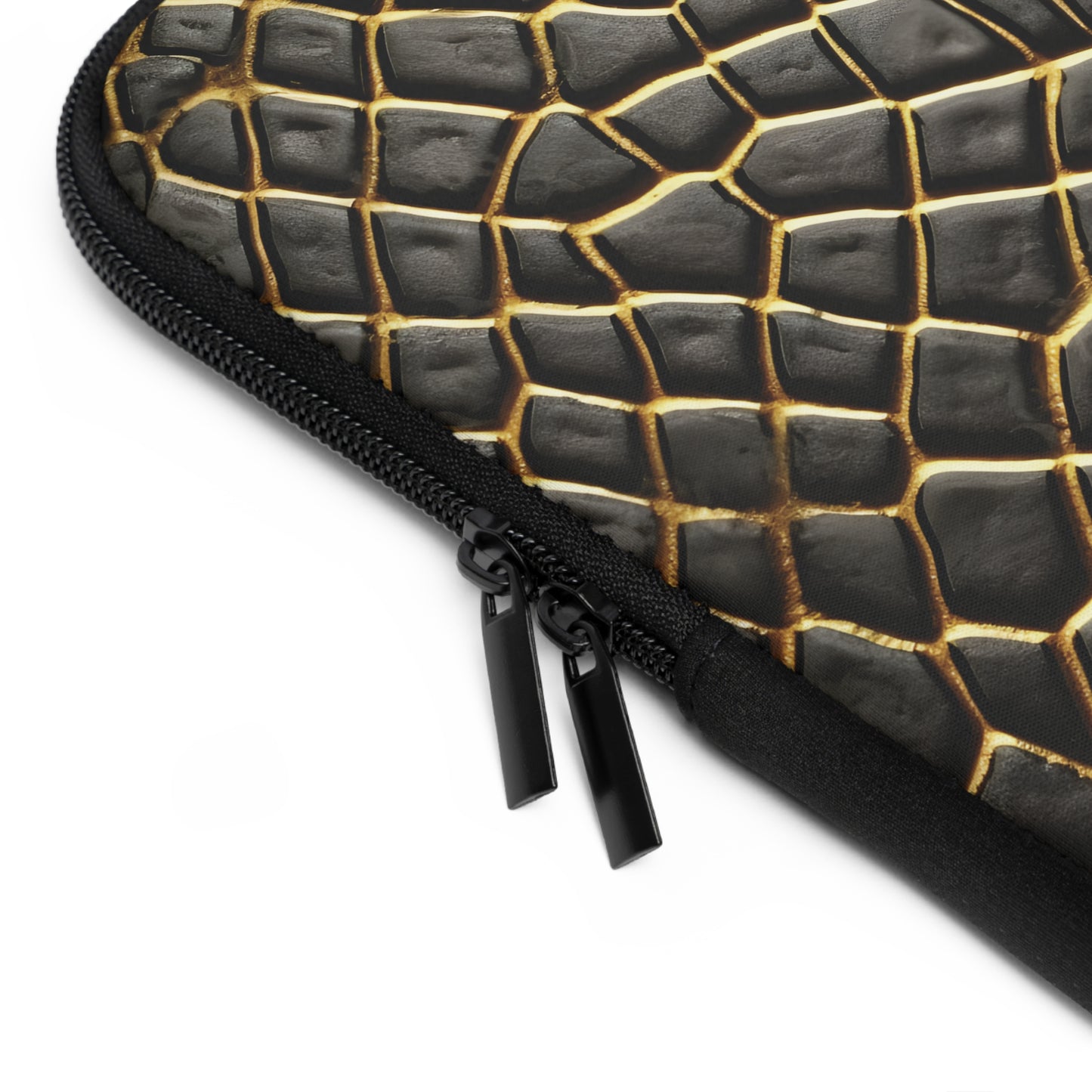 LIMITED EDITION: Obsidian Venom | Striking Black & Gold Faux Snake Laptop Sleeve | Sleek, Sophisticated, and Protective