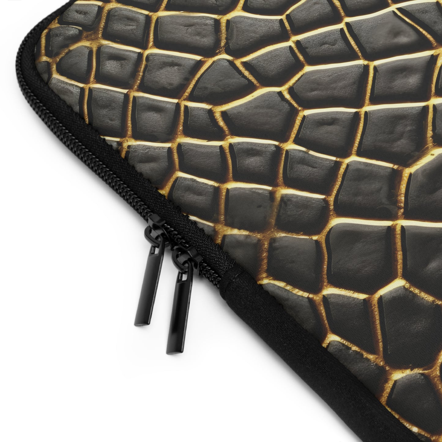 LIMITED EDITION: Obsidian Venom | Striking Black & Gold Faux Snake Laptop Sleeve | Sleek, Sophisticated, and Protective