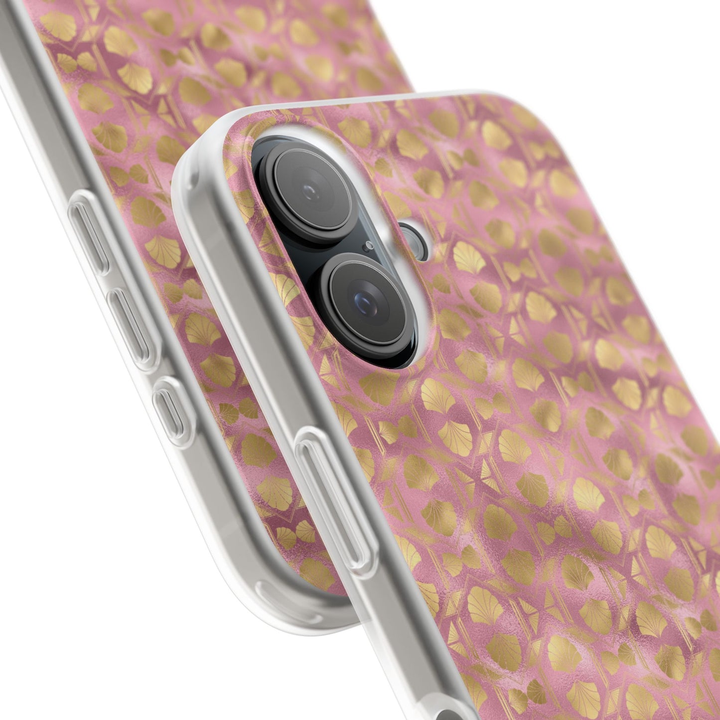 Collector's Vault: Blush Horizon | Soft, Pastel Pink & Gold iPhone Case | Shock-Absorbing TPU Protective Cover, Slim & Wireless Charging Compatible, All iPhone Sizes