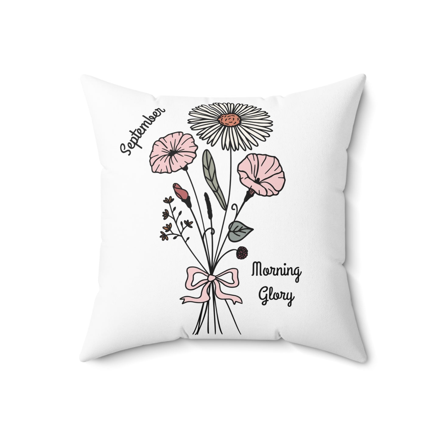 September Morning Glory Birth Flower - Custom Spun Polyester Square Pillow – Stylish Double-Sided Home Décor Accent for a Personalized Touch
