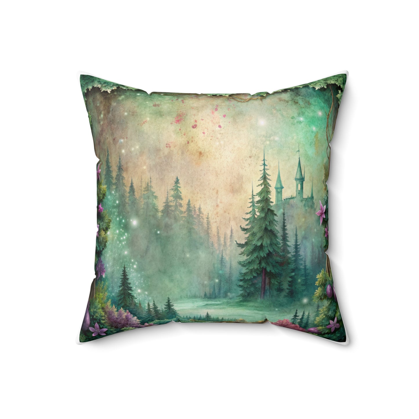 Custom Spun Polyester Square Pillow – Stylish Double-Sided Home Décor Accent for a Personalized Touch - Fairy Forest