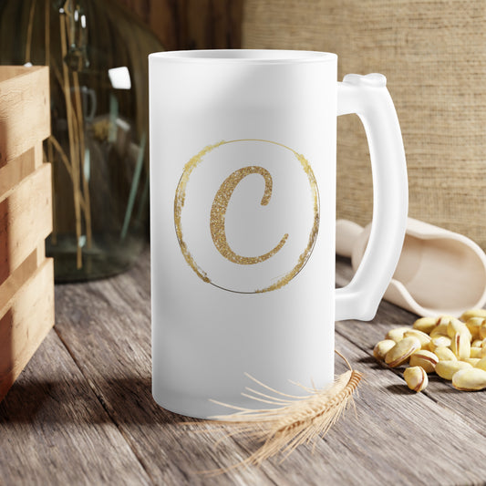 Letter C - Personalized 16oz Frosted Glass Mug – Stylish, Microwave & Dishwasher Safe Drinkware