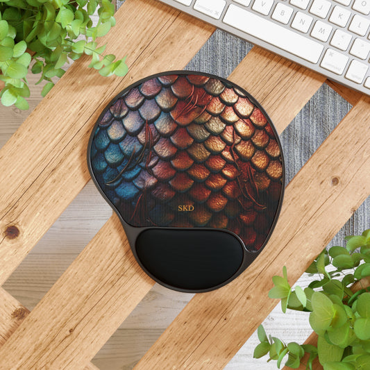 LIMITED EDITION: Enchanting Mystique | Luxurious Multi-Color Dragon Scales Mouse Pad with Wrist Rest | Ergonomic Support for Creative Spaces