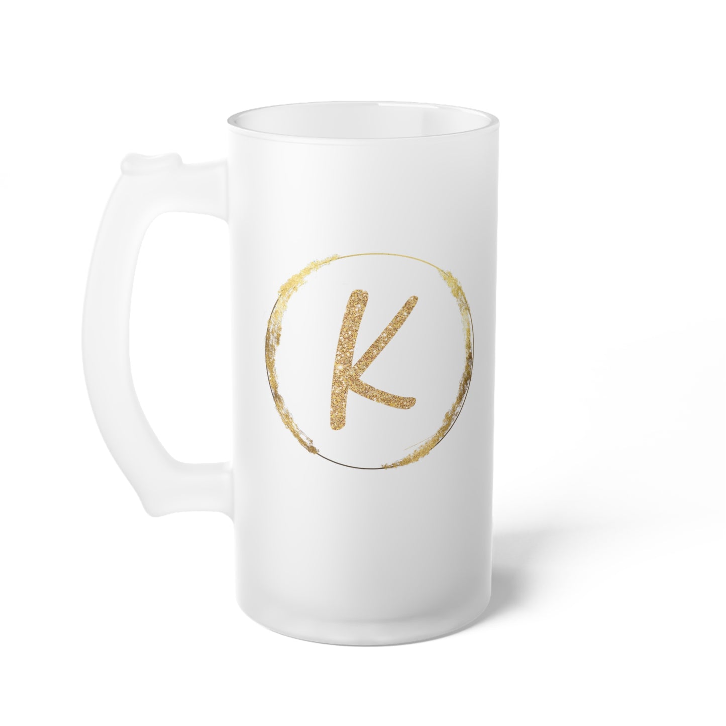 Letter K - Personalized 16oz Frosted Glass Mug – Stylish, Microwave & Dishwasher Safe Drinkware