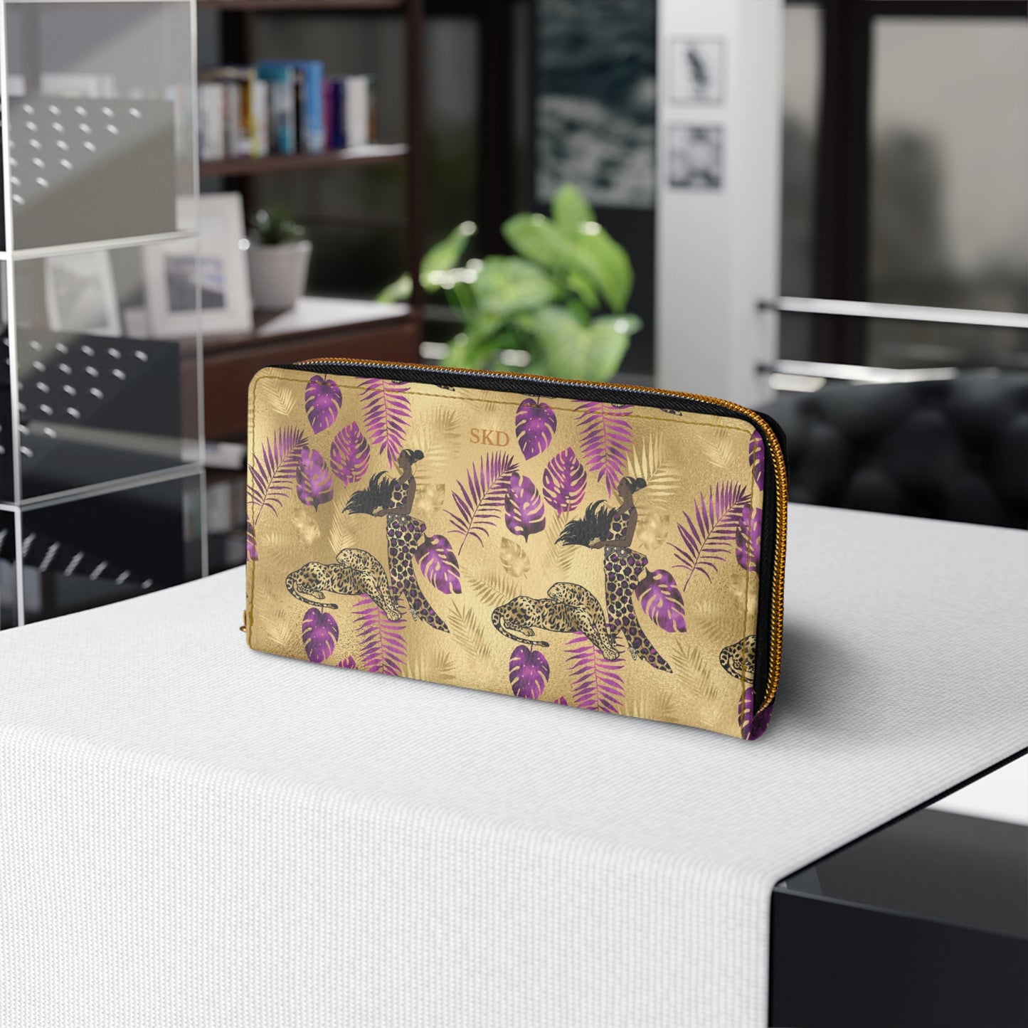 Vault Exclusive: Wild Majesty | Royal Purple and Gold Leopard Print Zipper Wallet | Bold Statement for Confident Fashionistas