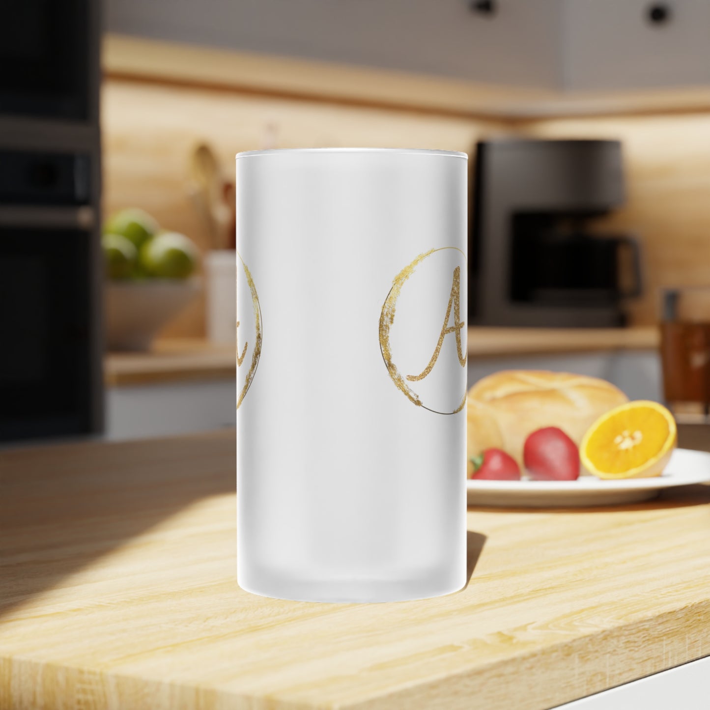 Letter A - Personalized 16oz Frosted Glass Mug – Stylish, Microwave & Dishwasher Safe Drinkware