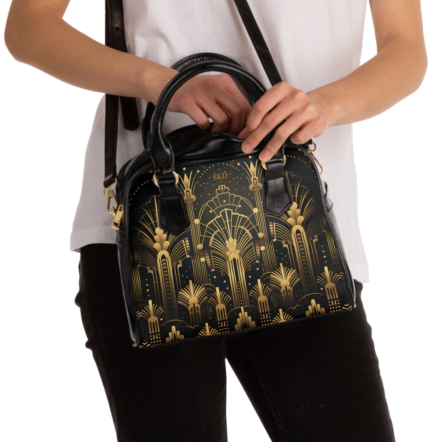 LIMITED EDITION: Gatsby Opulence | Black & Gold Art Deco Shoulder Bag | Jazz Age Glamour for Modern Sophistication