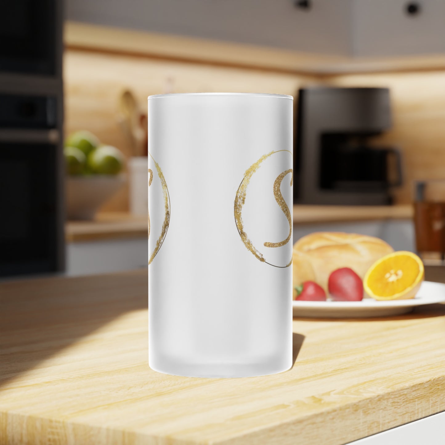 Letter S - Personalized 16oz Frosted Glass Mug – Stylish, Microwave & Dishwasher Safe Drinkware