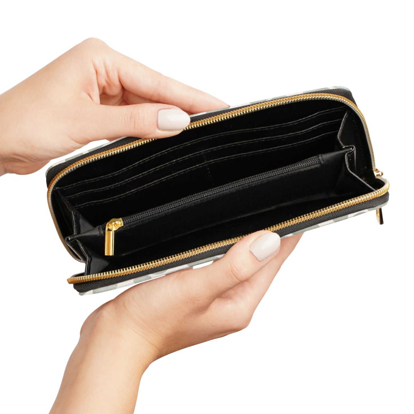 Pale Venom | Soft Sage-Taupe Faux Snake Zipper Wallet | Subtle Exotic Edge for Discerning Taste