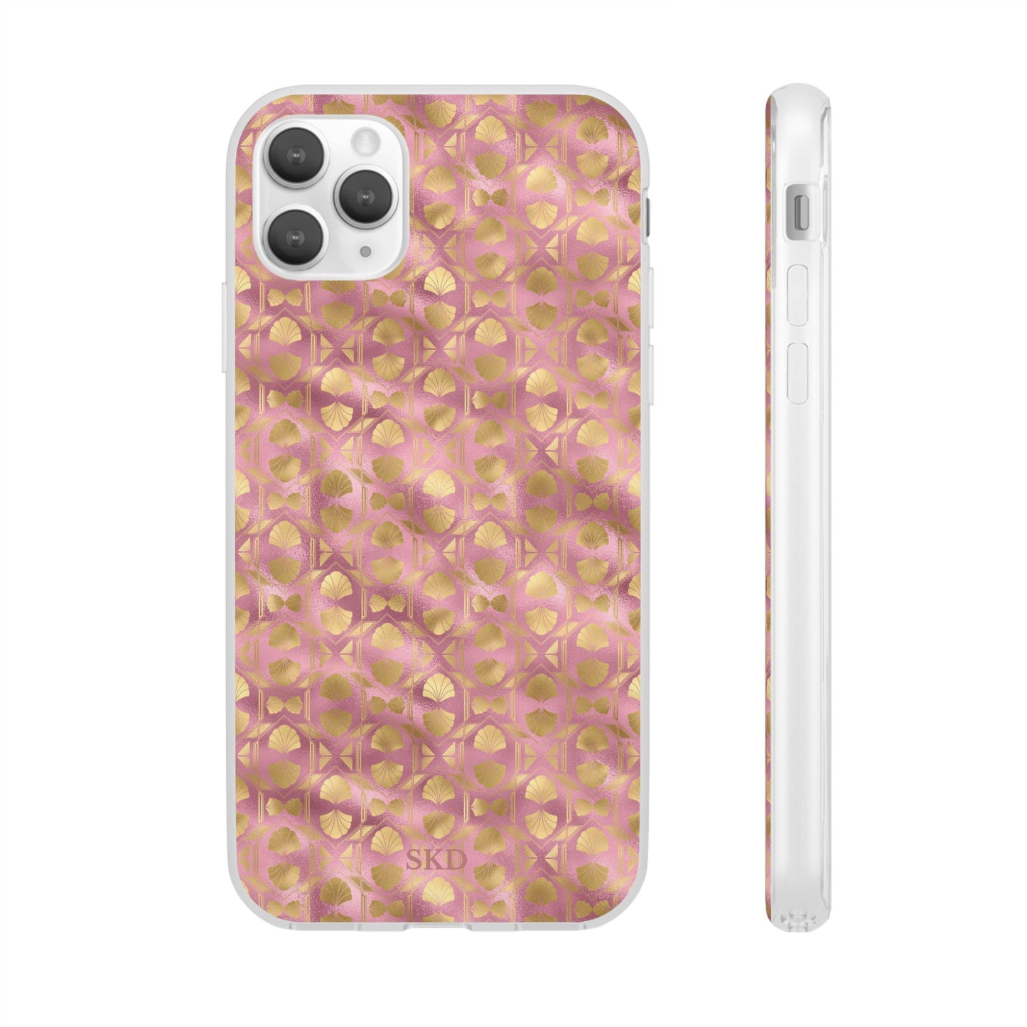 Collector's Vault: Blush Horizon | Soft, Pastel Pink & Gold iPhone Case | Shock-Absorbing TPU Protective Cover, Slim & Wireless Charging Compatible, All iPhone Sizes