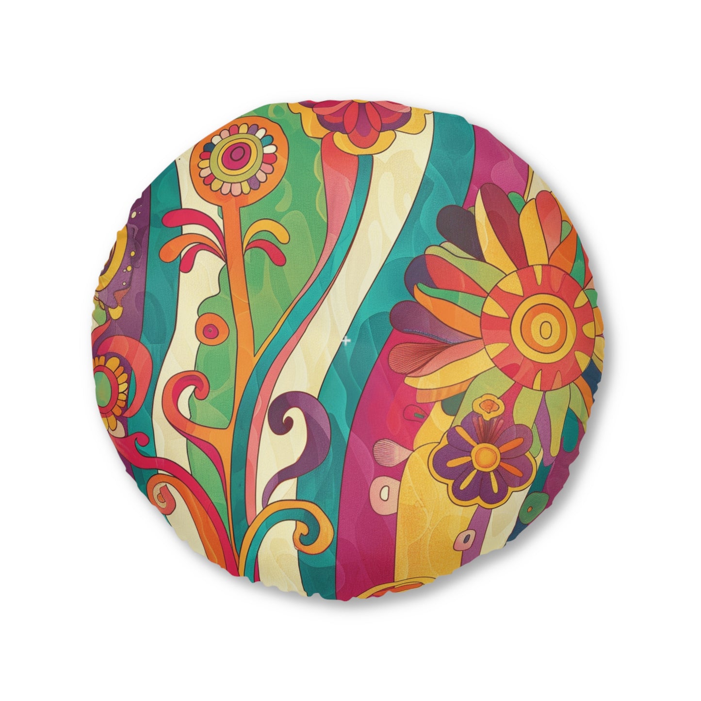 1970s-Inspired Round Tufted Floor Pillow | Vintage Glamour Meets Modern Comfort