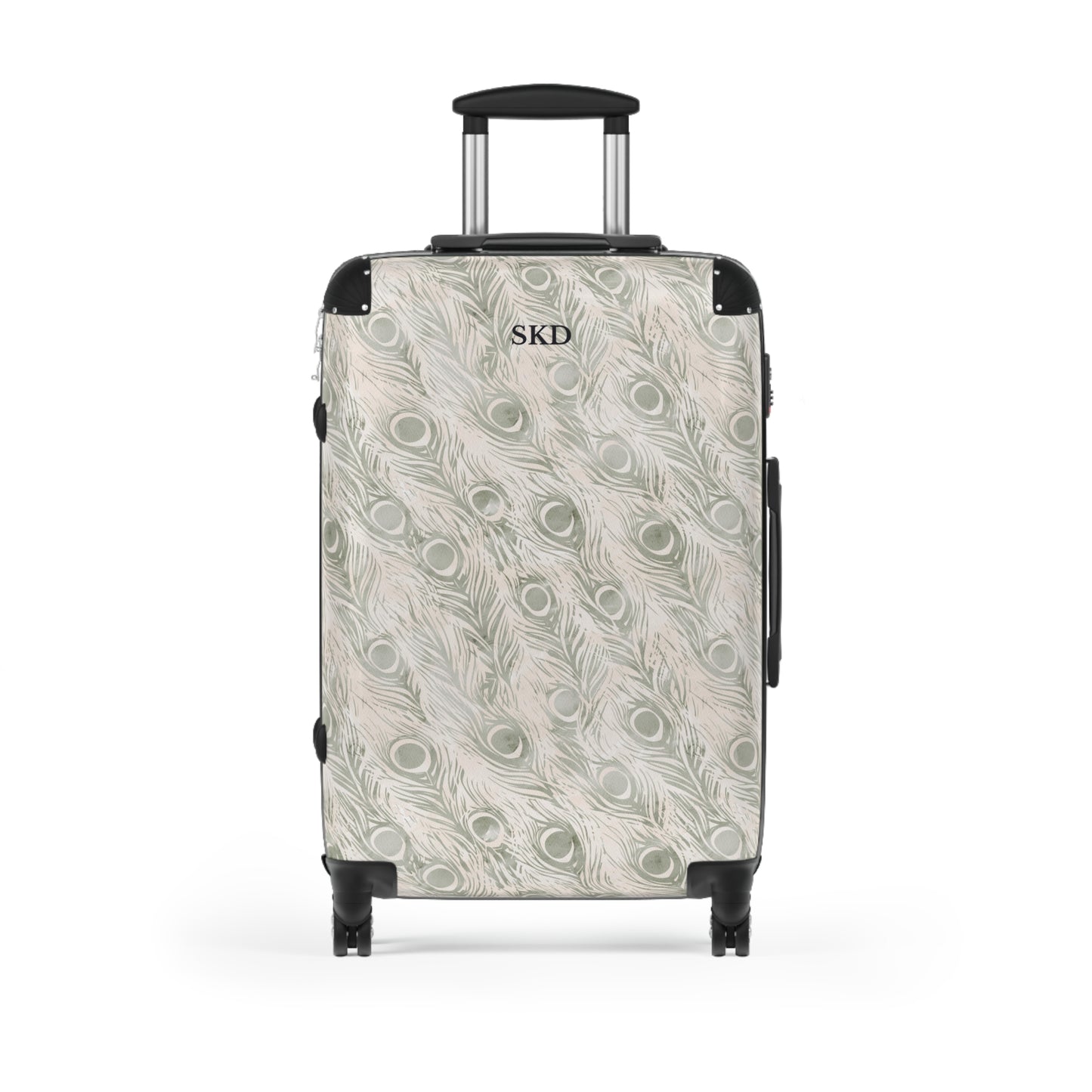 Vault Exclusive: Snowy Plume | White Feather Peacock Patterned Suitcase with Built-In Lock and Durable Protection | Pristine Beauty for Stylish Travel, Lightweight Carry-On, Vacation Essential