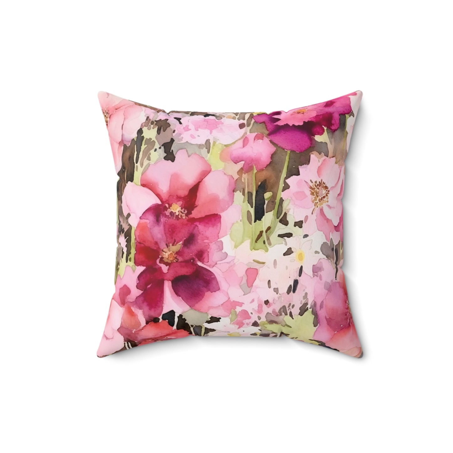 Berry Flowers Custom Spun Polyester Square Pillow – Stylish Double-Sided Home Décor Accent for a Personalized Touch